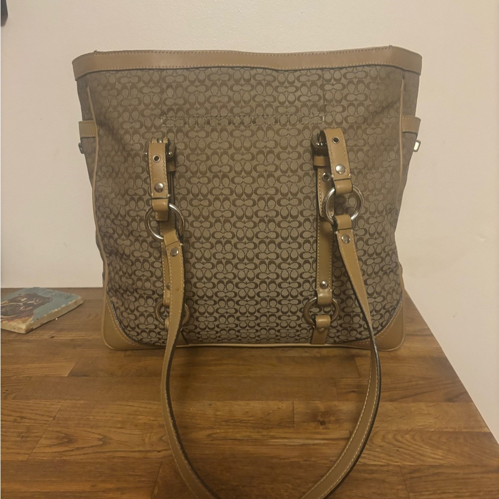 Brown Patterned Tote Bag